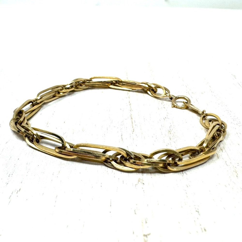 Solid 18k Yellow Gold Interlocking Bracelet, 11.8g - image 2